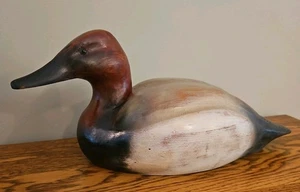 VINTAGE CANVASBACK DUCK DECOY, Solid Wood, Glass Eyes - Picture 1 of 9