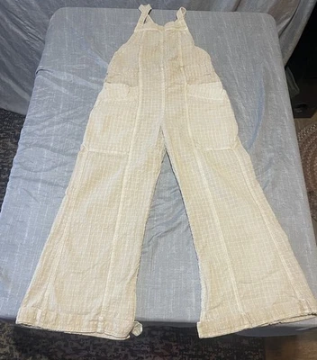 Mono Free People Natural Sights de lino y algodón mediano M holgado beige tostado Foto 1 de 4