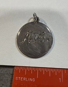 Simpson Sterling Silver Mother Charm Pendant Vintage Script Engraved - Picture 1 of 2