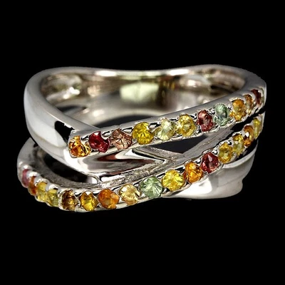 Anello in argento sterling 925 zaffiro tondo gemma naturale gioiello misura... - Immagine 1 di 4