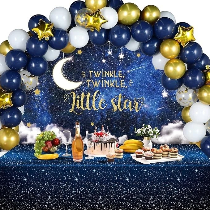 Twinkle Twinkle Little Star Baby Shower Decoraciones Azul Marino Blanco Confeti Gol Foto 1 de 4