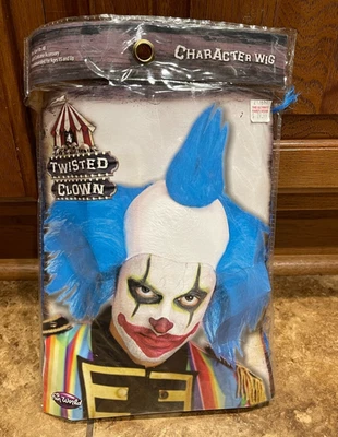 Peluca Payaso Retorcido Pelo Azul Divertido Mundo Halloween Disfraz Personaje Peluca Foto 1 de 4