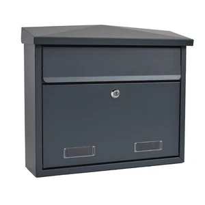 Wall Mounted Letterbox Outdoor Large Capacity 2 Letter Slots - SD5 in Dark Grey - Picture 1 of 9