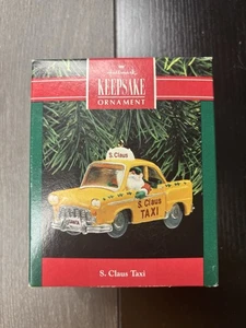 1990 Hallmark Keepsake Ornament Santa Claus In Yellow Taxi Cab - Picture 1 of 3