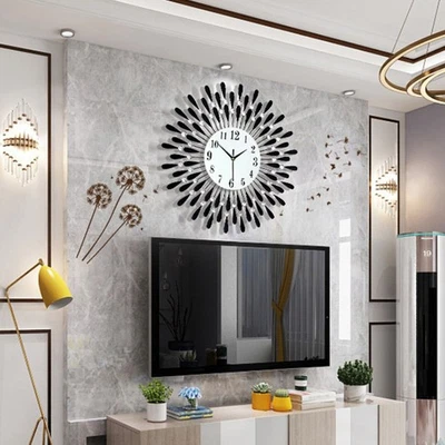 Handcrafted Metal Wall Clock Diamond Design Silent Operation 38cm Diameter - Image 1 of 4