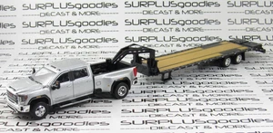 Greenlight Sil 2022 GMC SIERRA 3500 3500HD SLT Dually Pickup w/Gooseneck Trailer - Picture 1 of 10