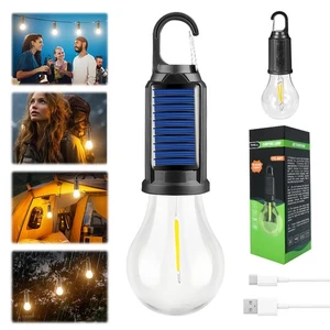 Hanging Solar Powered LED Light Bulb Tent Camping Lights Lamp Outdoor With Hook - Picture 1 of 14