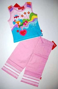 Nuevo con etiquetas Nuevo Esprit Niños Corazón Estrellas Camiseta sin mangas Rosa Lino Pantalones Capri Conjunto de 2 piezas 3T - Imagen 1 de 1