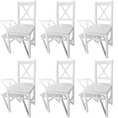 NNEVL Dining Chairs 6 pcs White Pinewood - Image 1 of 4