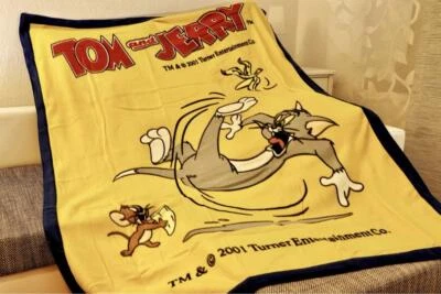 KOVA Kinderdecke gelb Schlafdecke 135x185cm Tom&Jerry