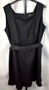 Alex Marie Sleeveless Dress Plus Size 18W Black Square Neck Linen Blend Aline - Picture 1 of 6