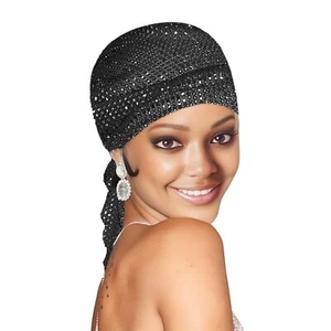 Rhinestone Mesh Headband 1920s Beaded Cap Belly Dance Cap Gatsby Themed Party... - Picture 1 of 3
