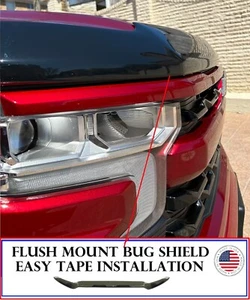 Bug Shield Hood Protector Tape On SMOKED Deflector FOR Chevy Silverado 1500 19+ - Picture 1 of 2
