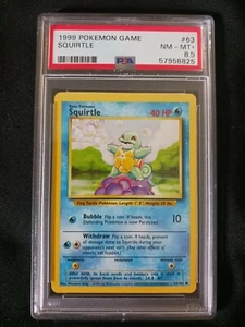 PSA 8 Squirtle 63/102 Base Set 1999 Non Holo Pokemon Card - Picture 1 of 2