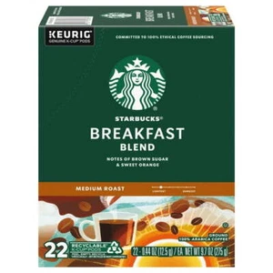Starbucks Breakfast Blend, Medium Roast Coffee, Keurig K-Cup 22 Count - Picture 1 of 5