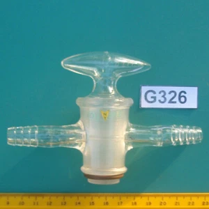 G326 Eck and Krebs 2-way stopcock 6mm bore tubulations lab glass, 9/10 - Bild 1 von 1