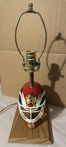 1997 Riddell NHL Chicago Blackhawks Goalie Helmet Portable Lamp 17.5” Vintage - Picture 1 of 6