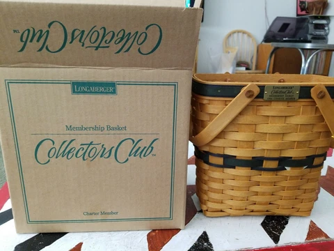 Longaberger Collectors Club 1996 Membership Charter Member Basket + Box Cover