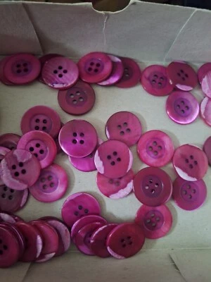 Set mit 10 echte Perlmutt Knöpfe farbig pink/dunkelrosa ca. 10,2 mm 16" - Bild 1 von 3