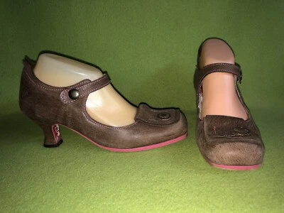 Brown Fly London Heels with Pink Stitching 8 39 — 第 1/4 张图片