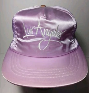 1980s Rare Old Vintage Los Angeles Satin Hat Cap Lavender Hat Vintage LA Hat Cap - Picture 1 of 21