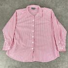 Liz Baker Womens Plus Size 24W Shirt Button Front Long Sleeve Pink White Stripe
