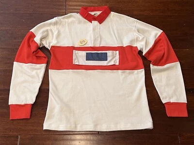 Vintage JG. Hook Red Striped Mens XL Nautica Front Pocket Button Polo Shirt NWT - Image 1 of 4
