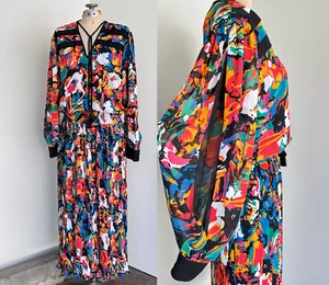 Diane Freis Womens Shift Dress Size Large Vintage 80s Designer Colorful Dress - Foto 1 di 8