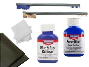 Birchwood Casey Gun Blue Kit Rust Remover Super Blue Two Brushes 3" Patches Pads