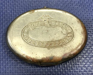 Caja de baratijas ovalada de metal cobre píldora de medicina tabaco cenicero de bolsillo de colección - Imagen 1 de 6