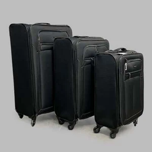 DEJUNO (3 PACK) Lightweight Expandable Spinner Luggage Suitcase Set Black 2302DJ - Picture 1 of 24