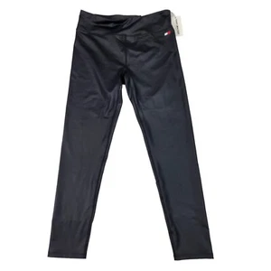 Tommy Hilfiger Sport Womens Leggings Size L Black Faux Leather High Rise NWT - Picture 1 of 15