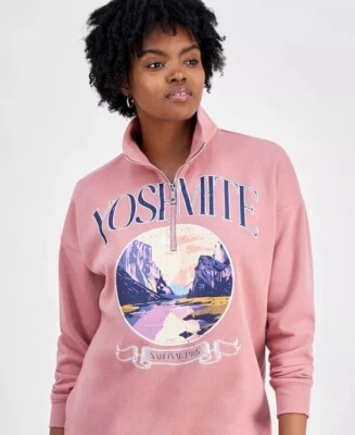 Self Esteem Juniors' Oversized Yosemite 1/4-Zip Sweatshirt - Image 1 of 3