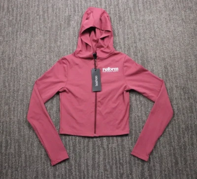 NWT Boohoo Cropped Sports Hoodie Women M Rose Pilates Preppy Romantic Sporty - Image 1 of 4