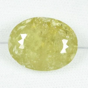12.40 ct MASSIVE INCLUSION YELLOWISH GREEN NATURAL SPHENE  Oval GEMS See Vdo SK - Picture 1 of 3