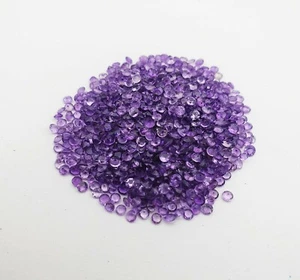 Natural Amethyst Round Cut Loose Gemstone Lot 100 Pcs 2 MM - Picture 1 of 4