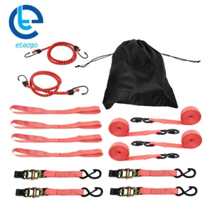 2200 LB Break Strength Ratchet Tie Down Straps 4 PK 15 FT For Moving Cargo Red - Picture 1 of 20