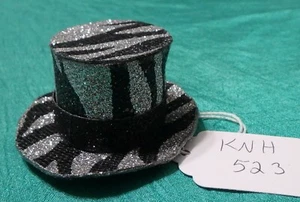 Black & Silver Zebra Top Hat w Black Sparkle Band for 10"-12" Dolls KNH523 - Picture 1 of 6