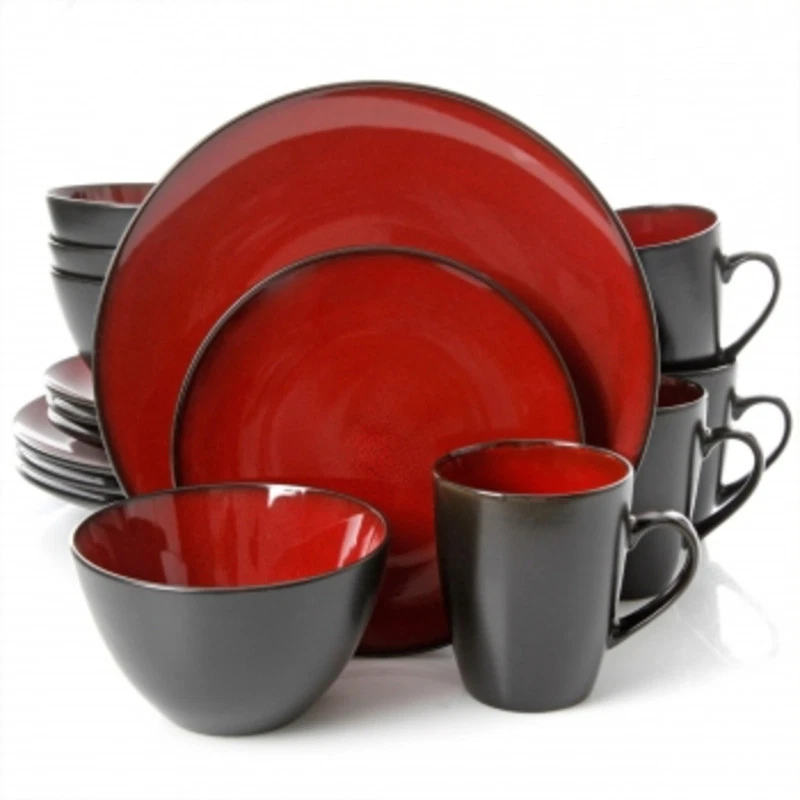 Gibson Soho Lounge Round 16-Piece Dinnerware Set, Burgundy - Image 1 of 1