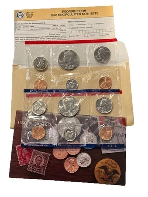 1990 UNITED STATES U S MINT UNCIRCULATED COIN SET OGP Philadelphia Denver - Image 1 of 4