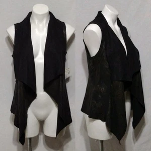 Bagatelle NWT Women's Drape Collar Open Front Faux Suede Leather Vest Small - Picture 1 of 11