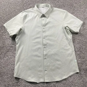 Lululemon Shirt Men Extra Large Green Airing Easy Button Geometric Performance - Picture 1 of 13