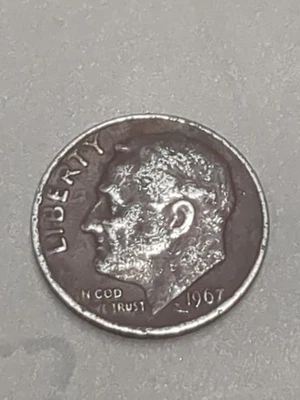 Moneda de diez centavos Roosevelt 1967 vintage rara sin marca de ceca - errores - ver fotos Foto 1 de 4