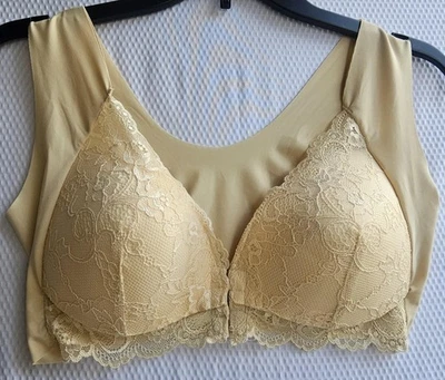 Sujetador de encaje para mujer talla 10 30"-36" beige inalámbrico acolchado gancho completo palangre sin costuras Foto 1 de 4