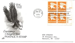 US Scott #1735, First Day Cover 5/22/78 Memphis Plate Block Eagle - Picture 1 of 1