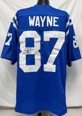 Reggie Wayne Signed Blue Custom Player Jersey (XL) PSA 636 - Image 1 of 4