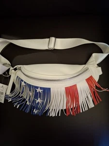 Patriotic USA American Flag Stars Stripes Fringe Belt Bag Fanny Pack New - Picture 1 of 5