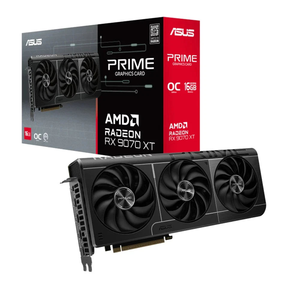 Asus Radeon RX 9070 XT Prime OC 16GB GDDR6 PCI-Express Graphics Card - Image 1 of 1