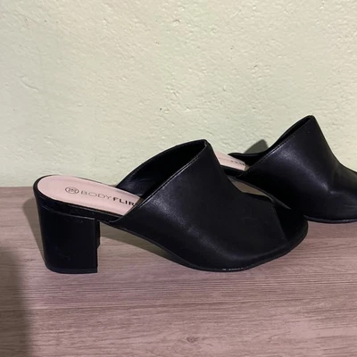 Chaussures Sabots Ouverts Talon Carré 38 Simili Cuir Noir Body Flirt - Photo 1/4