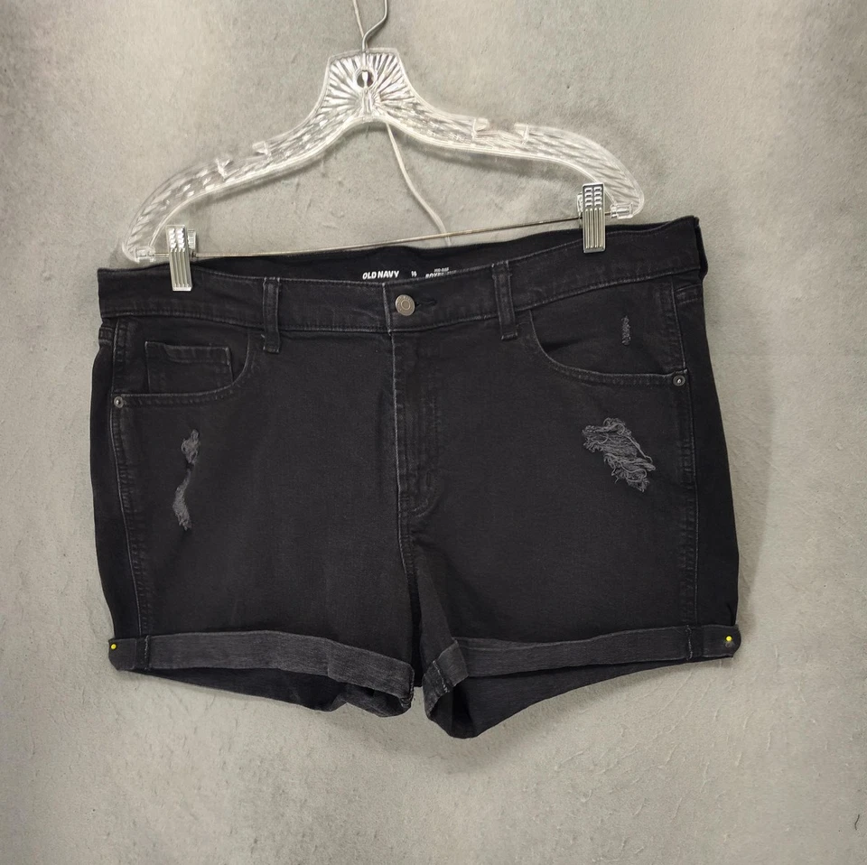 Pantalones Cortos Old Navy Para Mujer 16 Tiro Medio Novio Envejecido Denim Puños Informales Foto 1 de 4